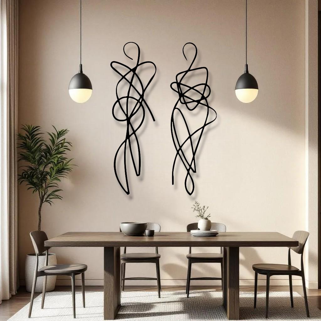 Minimalist Abstract Figure Metal Wall Decor, Modern Line Art Human ...