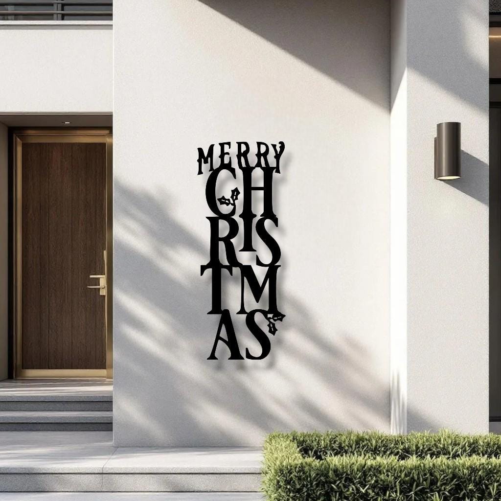35 Elegant Christmas Hallway and Entryway Decorations 5 Merry Christmas Vertical Metal Sign - Laser-Cut Holiday Wall Art…