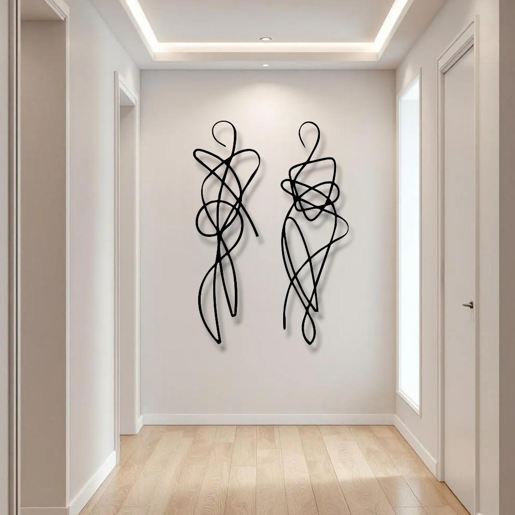 Minimalist Abstract Figure Metal Wall Decor, Modern Line Art Human ...