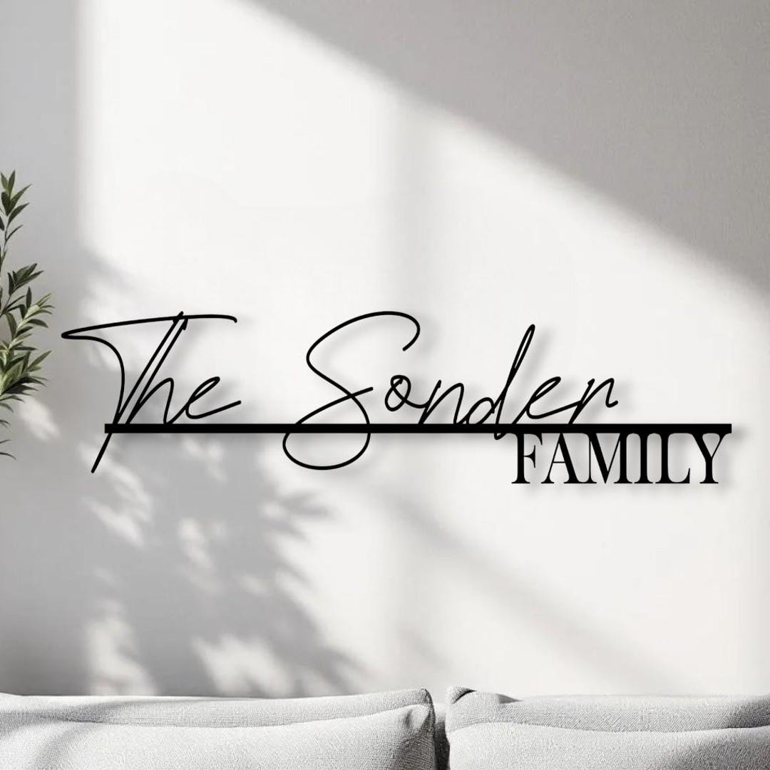Personalized Metal Family Sign, Custom Last Name Wall Decor, Modern ...