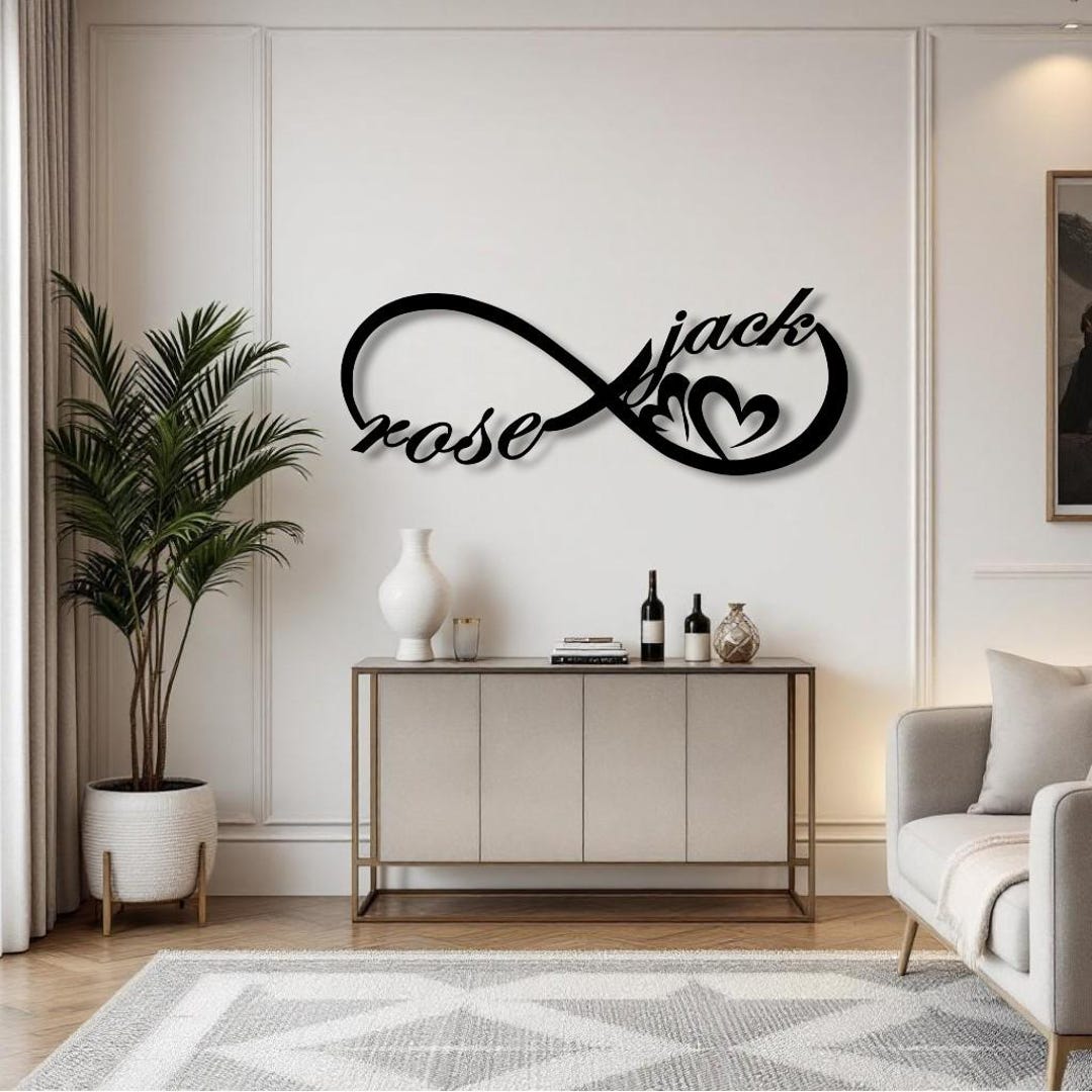 Personalized Infinity Heart Metal Wall Art With Names, Custom Romantic ...