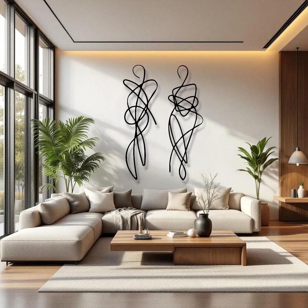 Minimalist Abstract Figure Metal Wall Decor, Modern Line Art Human ...