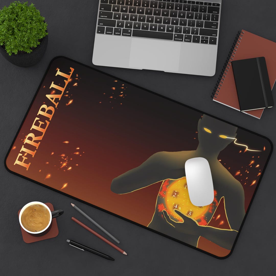 Fireball Spell Extended Mouse Pad | Dnd RPG Large Desk Mat, Fantasy ...