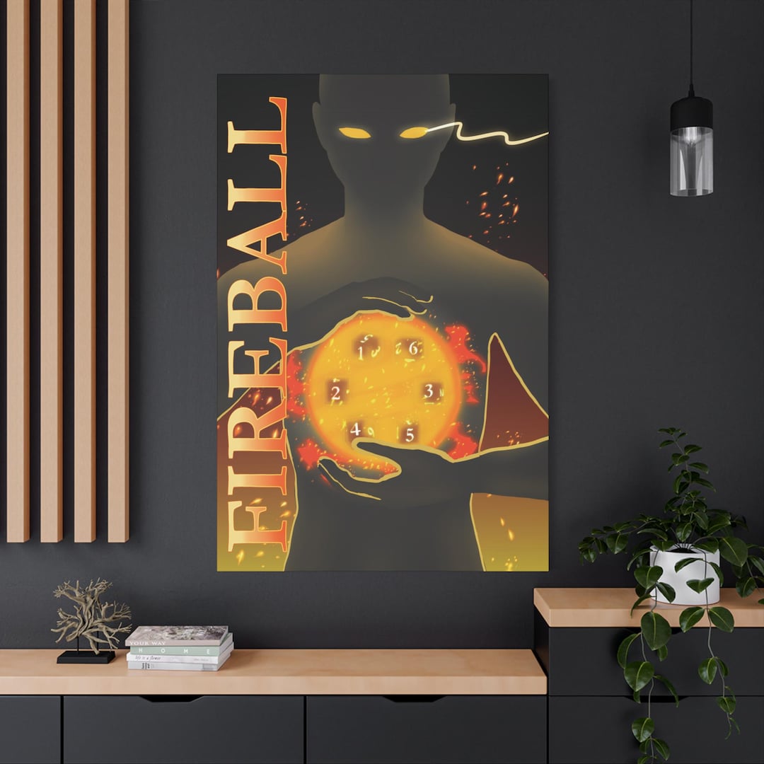 Fireball Spell Canvas Wall Art | Dnd Fantasy Decor, RPG Gamer Wall Art ...
