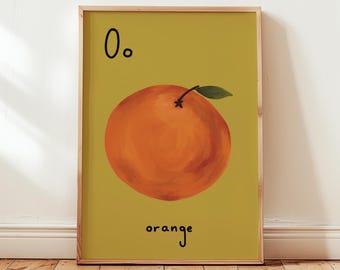 Letra O en tonos naranjas: Arte mural con el alfabeto para la habitación de los niños, guardería y sala de juegos (Descarga digital)