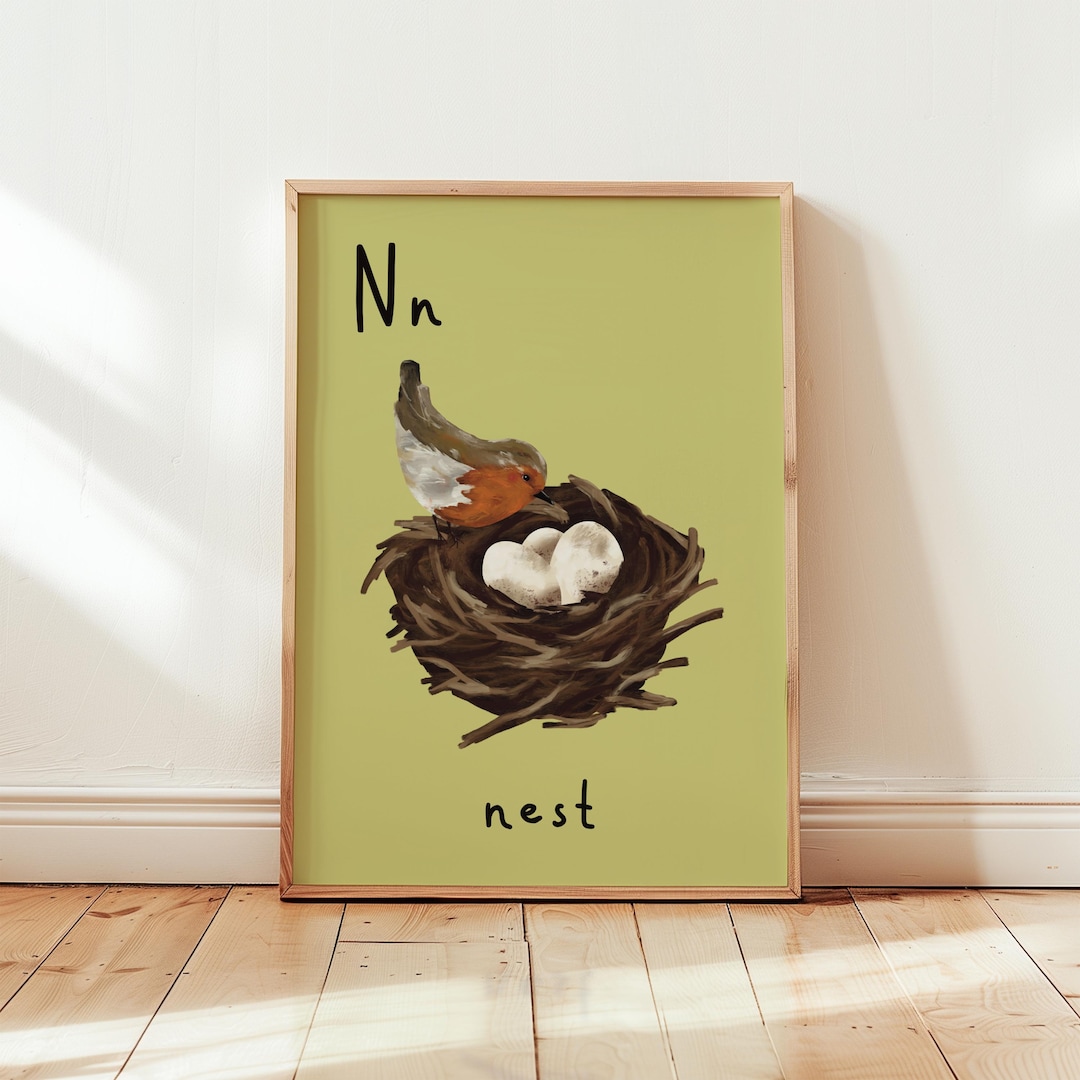 Nesting Letters Letter N Nest Print: Whimsical Alphabet Wall Art for Kids Room, Nursery ...