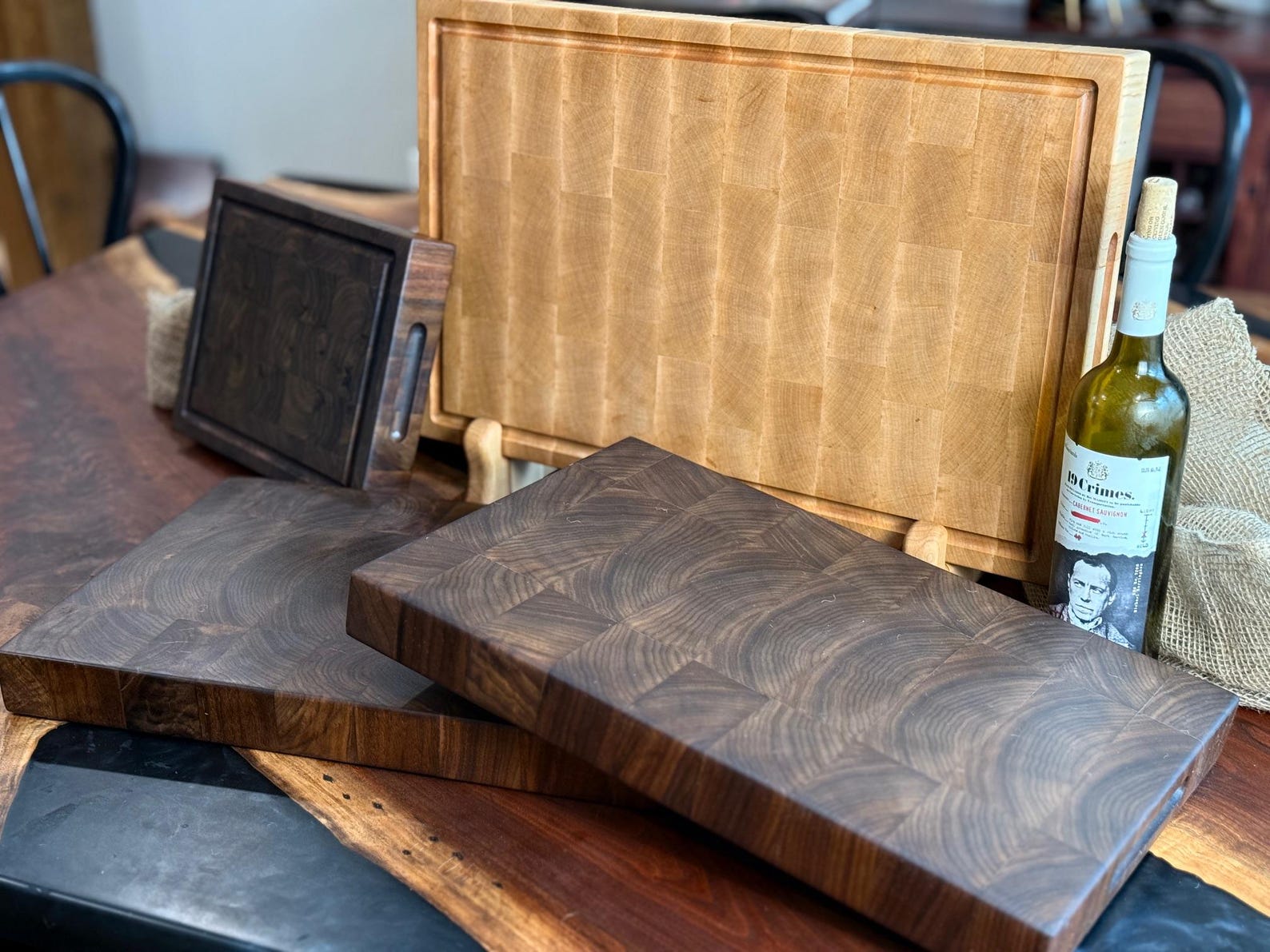 End Grain Cutting Board 18x14 Maple - side groove only