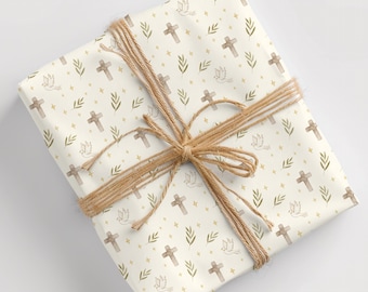 Baptism Gift Wrap with Cross and Dove