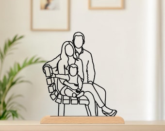 Custom 3D Printing Line Art Portrait, Personalized Christmas Gift for Family, Drawing from Photo