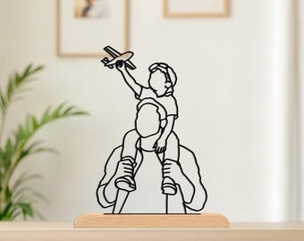 Custom Line Art Portrait from Photo, Personalized 3D Printed, Fathers Day Gift for Dad