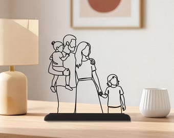 Custom 3D Printing, Line Art Portrait from Photo, Personalized Family Gift