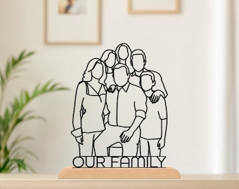Personalized 3D Print, Family Line Art Portrait, Minimalist Home Decor, Christmas Gift for Parents