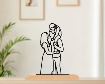 Custom 3D Printed Family Line Art, Portrait from Photo, Personalized Christmas Gift for Mom