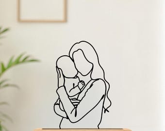 Personalized 3D Print Figure, First Mothers Day Gift, Line Art Portrait