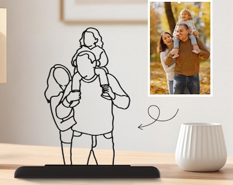 Custom 3D Printing, Line Art Portrait from Photo, Personalized Family Gift