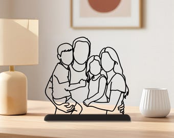 Custom 3D Printed Family Line Art Portrait, Personalized Christmas Gift for Parents