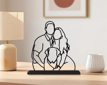 Custom Couple with Pet Line Art, Gifts for Couples, 3D Print Animals, Pet Memorial