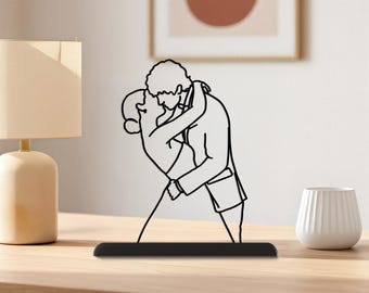 Custom 3D Printed Portrait, Couple Line Art, Wedding Anniversary Gift for Him, Personalized Sculpture