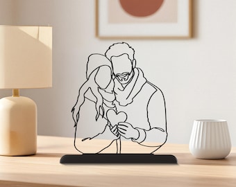 Custom 3D Line Art Figure: Christmas Gift for Him, Modern Home Decor, Personalized Sculpture