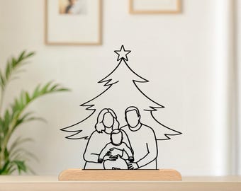 Custom 3D Printing Portrait, Family Line Art, Personalized Christmas Gift for Mom/Dad