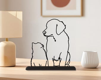 Custom 3D Printed Animals, Personalized Pet Line Portrait, Dog Memorial Gift