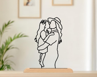 Custom 3D Printing, Line Art Portrait from Photo, First Mothers Day Gift