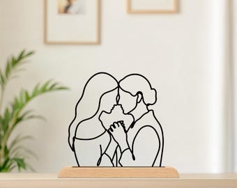 Custom 3D Printing: Family Line Art Portrait, Mothers Day Gift for Mom