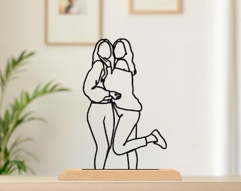 Custom 3D Printing, Personalized Christmas Gift for Sister, Line Art Portrait from Photo