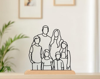 Custom 3D Printed, Line Art Portrait from Photo, Christmas Gift for Family, Custom Drawing