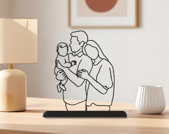 Custom 3D Line Art Portrait from Photo: Christmas Gift for Parent, Unique Home Decor