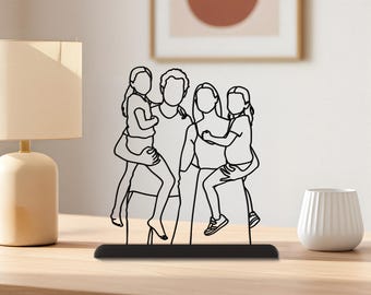 Custom 3D Line Art Family Portrait Sculpture: Personalized Home Decor, Gift for Mom