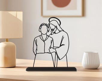 Custom 3D Printed Jesus Line Art, Personalized Memorial Gift