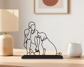 Custom Line Art Figures: 3D Printed Animals, Pet Memorial Gift, Personalized Portrait with Pet