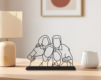 Custom 3D Family Portrait: Personalized Line Art, Mothers Day Gift for Mom