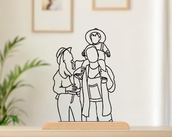 Personalized 3D Printed Line Art, Family Portrait Drawing, Custom Gifts for Parents