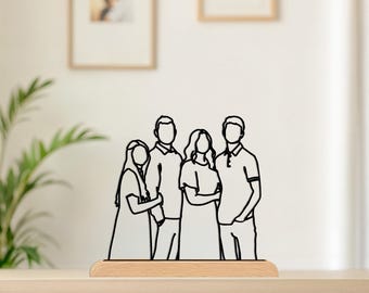 Custom 3D Printed, Line Drawing from Photo, Christmas Gift for Family, Personalized Portrait