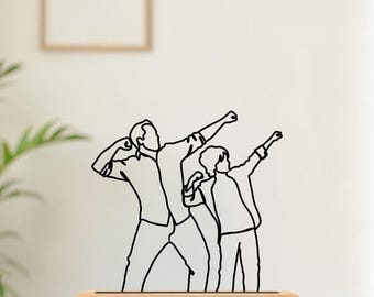 Custom Family Line Art Portrait, Personalized First Fathers Day Gift
