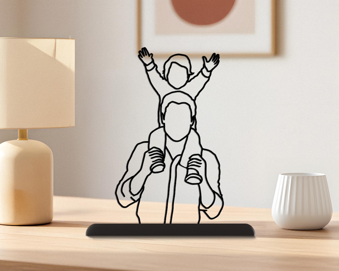 Custom Line Art Portrait, Personalized 3D Print, Fathers Day Gift