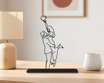 Custom 3D Figures: Anniversary Gift for Couples, Personalized Line Drawing, Portrait from Photo