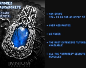 Armored labradorite pendant TUTORIAL - no soldering, step by step instructions for every detail. DIY wirewrap industrial techwrap scifi book