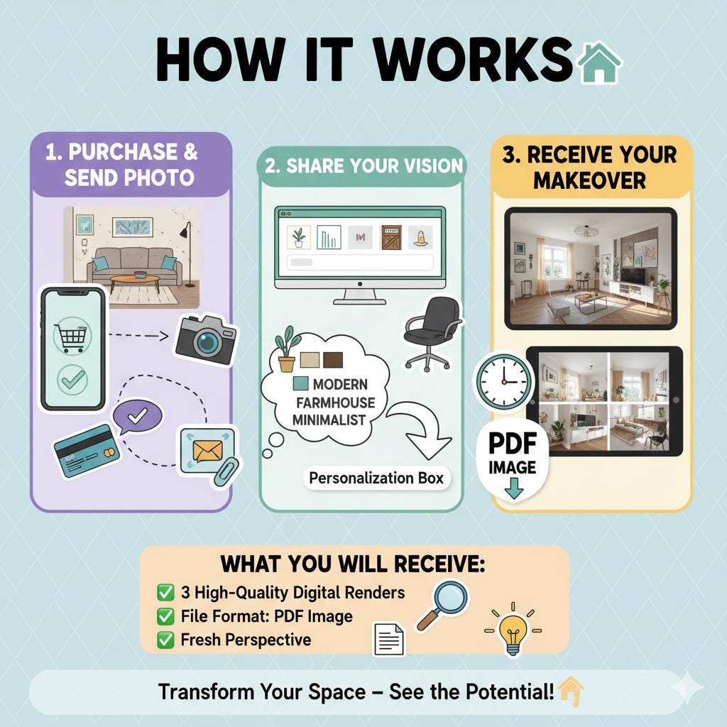 Virtual Interior Design Service: Custom Room Makeover From Photo (PDF ...