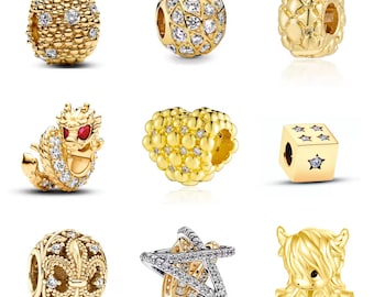 Cuentas de dijes chapadas en oro para pulsera europea