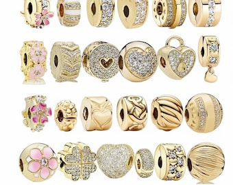 Charm de pulsera europeo chapado en oro: cuenta colgante, espaciador