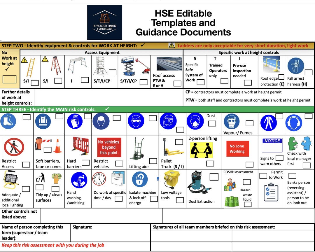 Dynamic Risk Assessment Template HSE Compliant Editable Form instant 