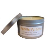 Vanilla Verbena Soy Candle - 8 oz Scented Handmade Hand-Poured Natural  Dye-Free Vegan Soy Wax Candle - Eco-Friendly Recyclable Tin