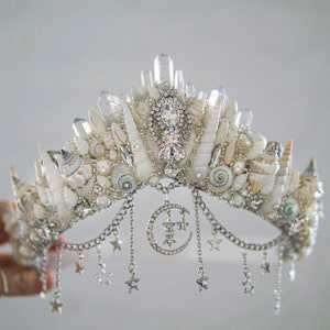 The Ivory Falling Star Mermaid Crown - Crystal crown - hen party crown - bachelorette - Bridal crown - baby shower crown