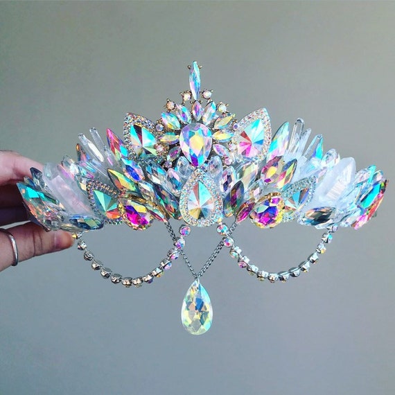 The Aurora Crystal and Quartz Gemstone Crown Mermaid Crown Shell