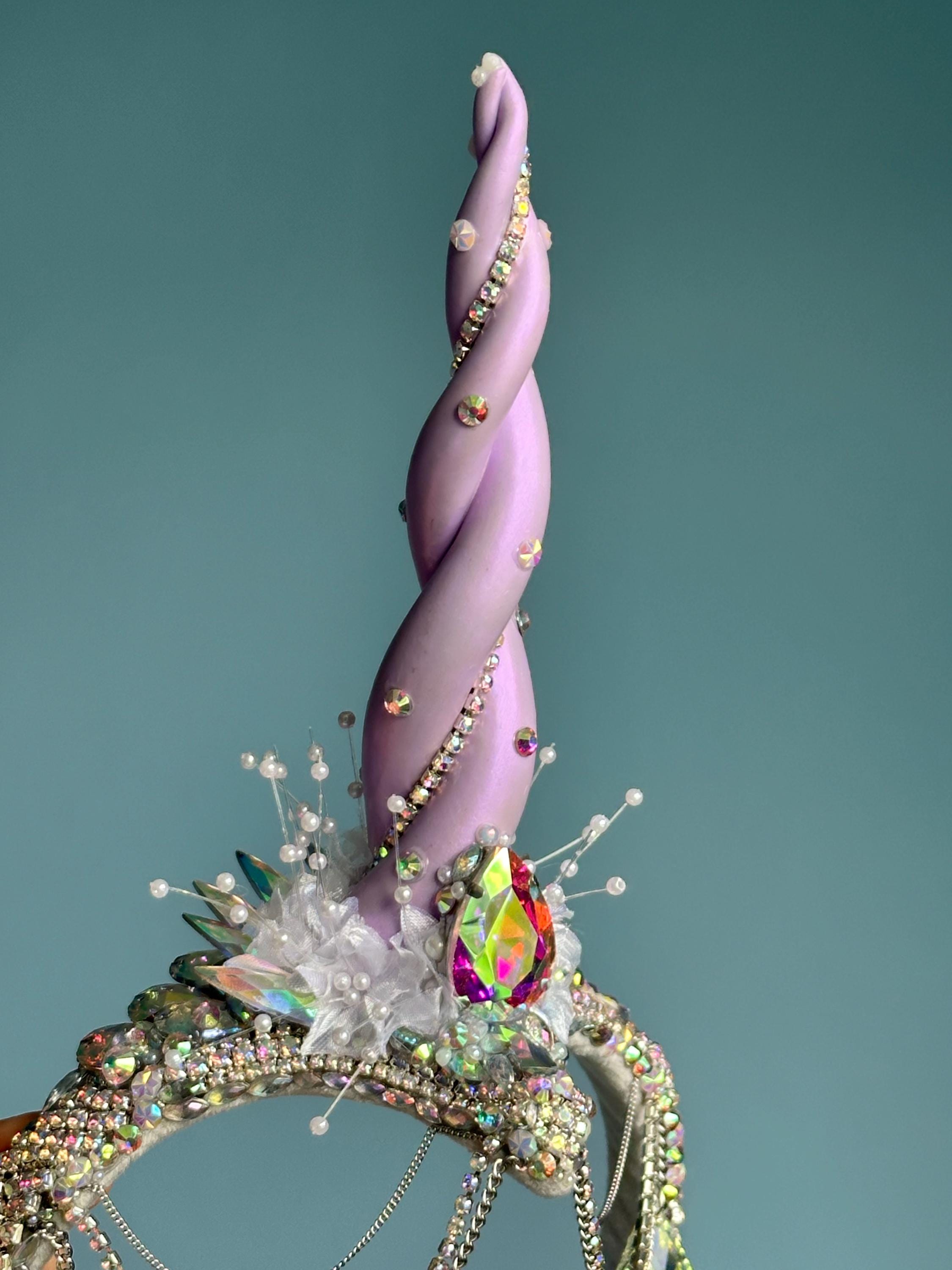 The Aurora Unicorn Horn Crown in Silver - Headdress 