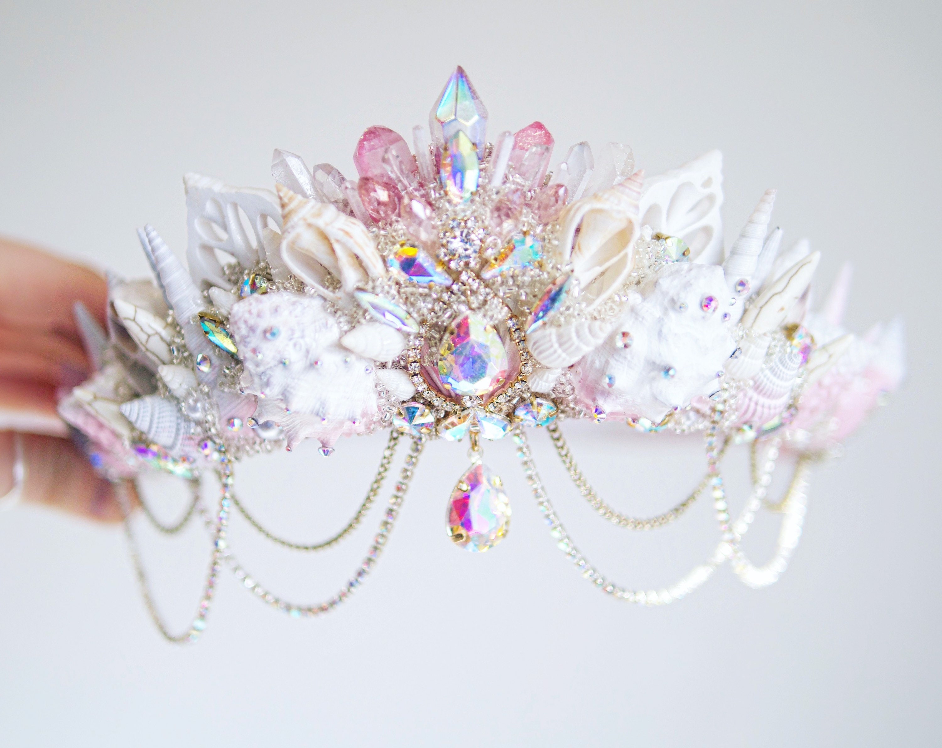 beach wedding crown seashell crown coastal mermaid tiara Mermaid crown Shell headband Crystal and shell crown tiara starfish crown