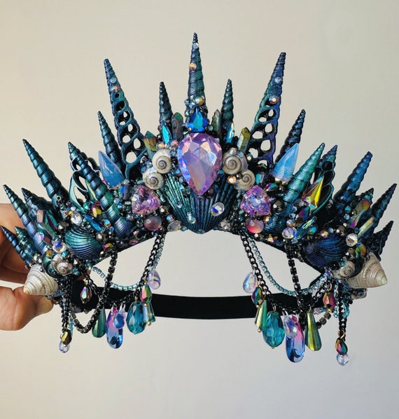 The Dark Siren Mermaid Crown - Crystal Crown - Shell Crown  display picture 3